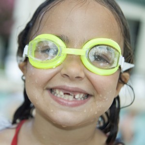 Girl Wearing Swimming Goggles